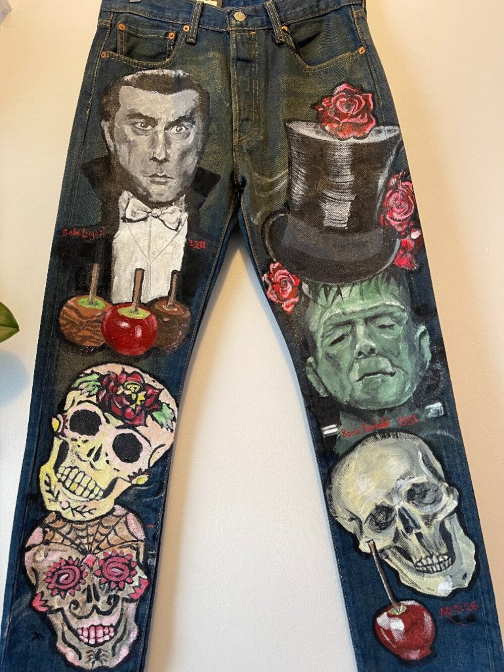 Hand-Painted NEW (NWT) 501's Jeans Classic Movie Monsters, Levi's